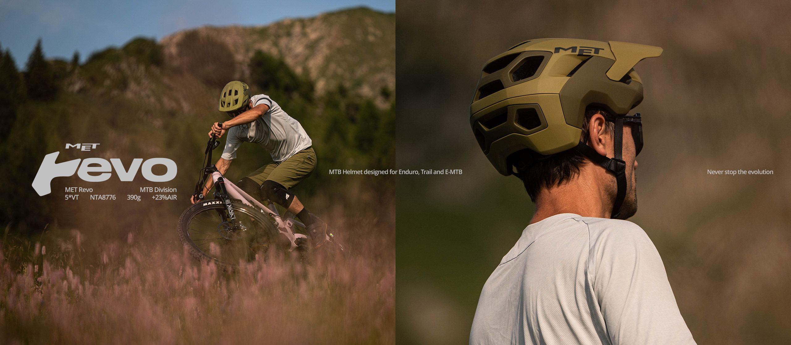 MET Revo is a MTB helmet for trail, enduro, and E-MTB, equipped with Mips Air technology for superior rotational impact protection and enhanced ventilation for optimal comfort and airflow.